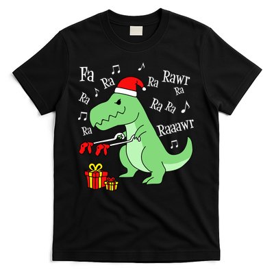 Fa Ra Ra Rawr Christmas T-Rex Presents T-Shirt