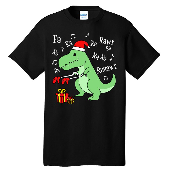 Fa Ra Ra Rawr Christmas T-Rex Presents Tall T-Shirt