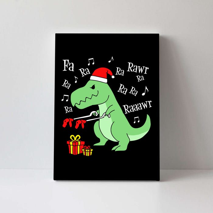 Fa Ra Ra Rawr Christmas T-Rex Presents Canvas