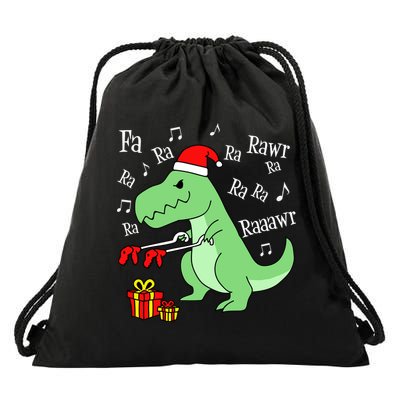 Fa Ra Ra Rawr Christmas T-Rex Presents Drawstring Bag
