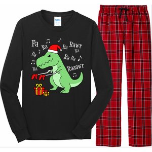 Fa Ra Ra Rawr Christmas T-Rex Presents Long Sleeve Pajama Set