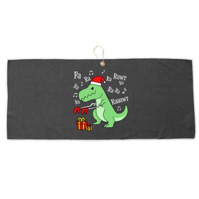 Fa Ra Ra Rawr Christmas T-Rex Presents Large Microfiber Waffle Golf Towel