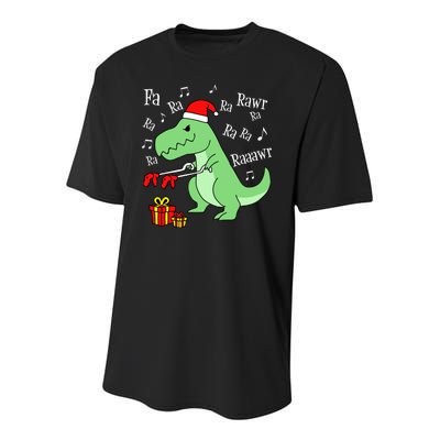 Fa Ra Ra Rawr Christmas T-Rex Presents Youth Performance Sprint T-Shirt