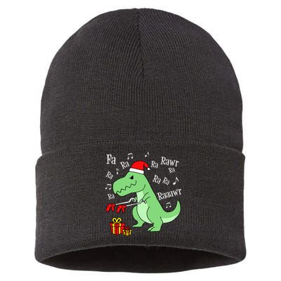 Fa Ra Ra Rawr Christmas T-Rex Presents Sustainable Knit Beanie