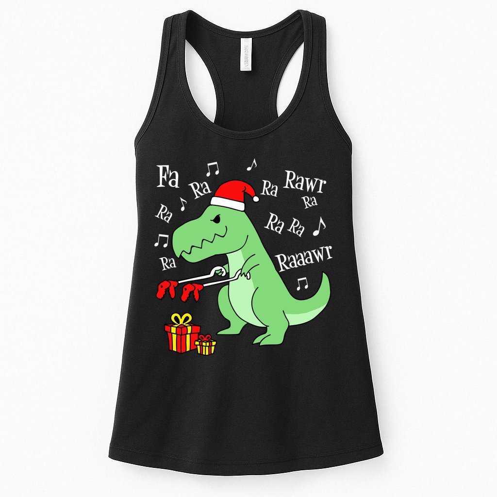 Fa Ra Ra Rawr Christmas T-Rex Presents Womens Tank Top