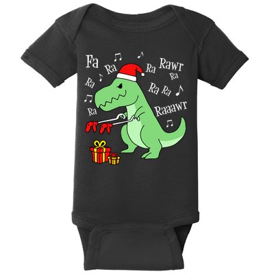 Fa Ra Ra Rawr Christmas T-Rex Presents Baby Bodysuit