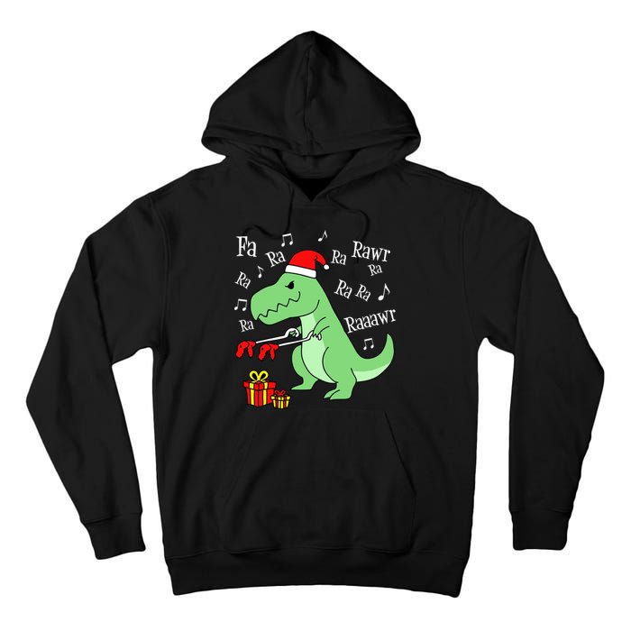 Fa Ra Ra Rawr Christmas T-Rex Presents Tall Hoodie