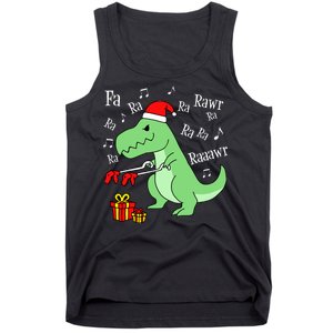 Fa Ra Ra Rawr Christmas T-Rex Presents Tank Top