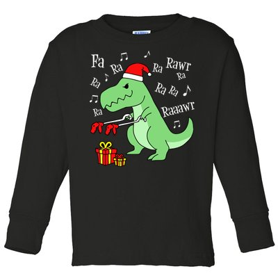 Fa Ra Ra Rawr Christmas T-Rex Presents Toddler Long Sleeve Shirt