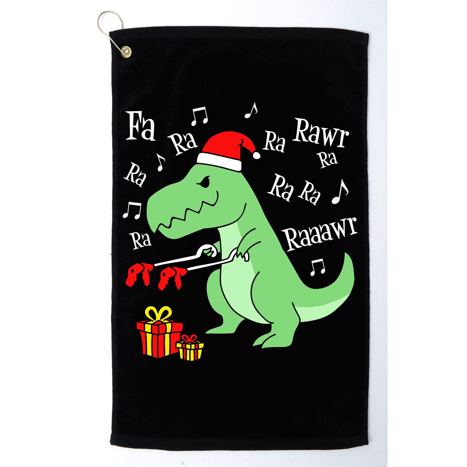 Fa Ra Ra Rawr Christmas T-Rex Presents Golf Towel