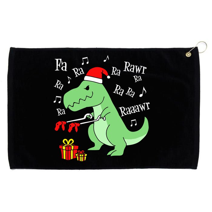 Fa Ra Ra Rawr Christmas T-Rex Presents Grommeted Golf Towel