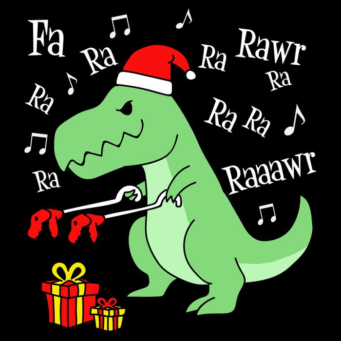 Fa Ra Ra Rawr Christmas T-Rex Presents Cropped Pullover Crew