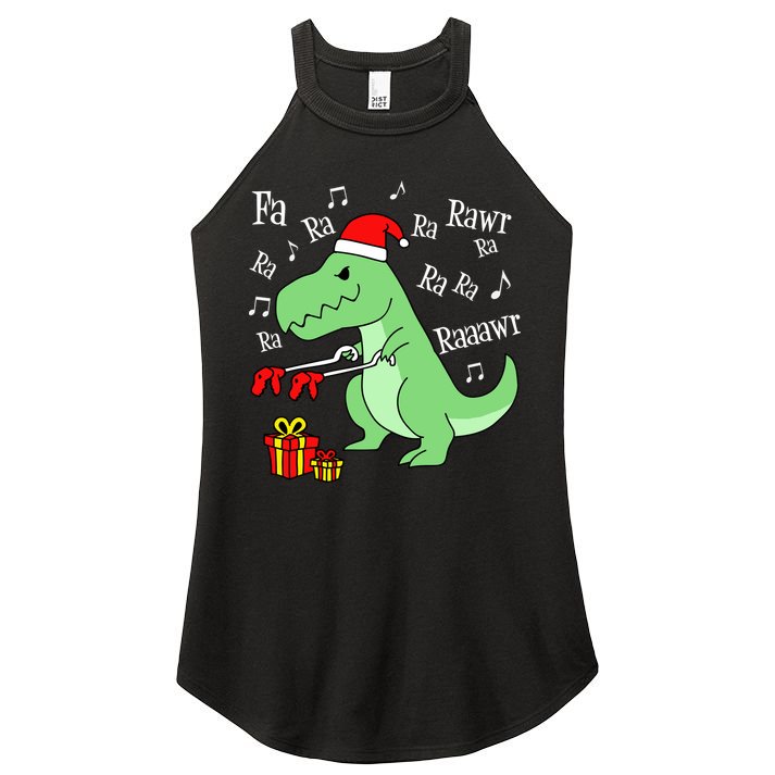 Fa Ra Ra Rawr Christmas T-Rex Presents Women's Perfect Tri Rocker Tank