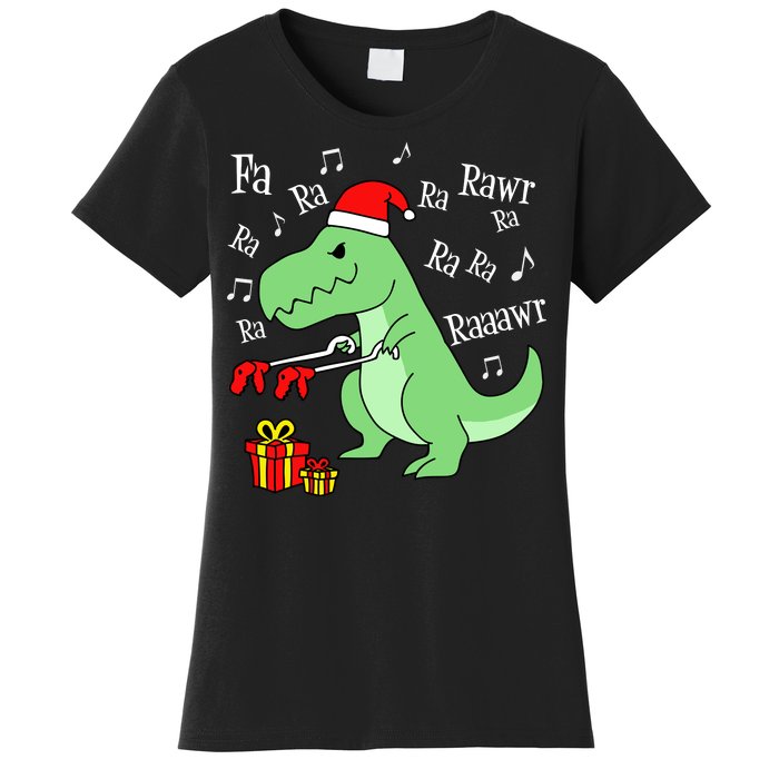 Fa Ra Ra Rawr Christmas T-Rex Presents Women's T-Shirt