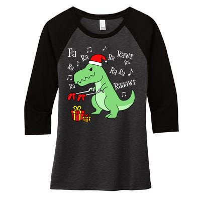 Fa Ra Ra Rawr Christmas T-Rex Presents Women's Tri-Blend 3/4-Sleeve Raglan Shirt