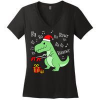 Fa Ra Ra Rawr Christmas T-Rex Presents Women's V-Neck T-Shirt