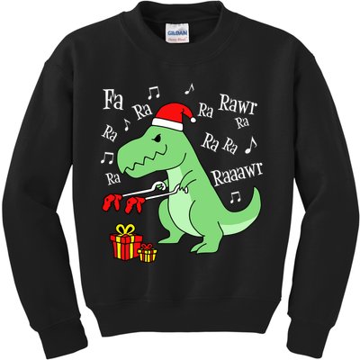 Fa Ra Ra Rawr Christmas T-Rex Presents Kids Sweatshirt