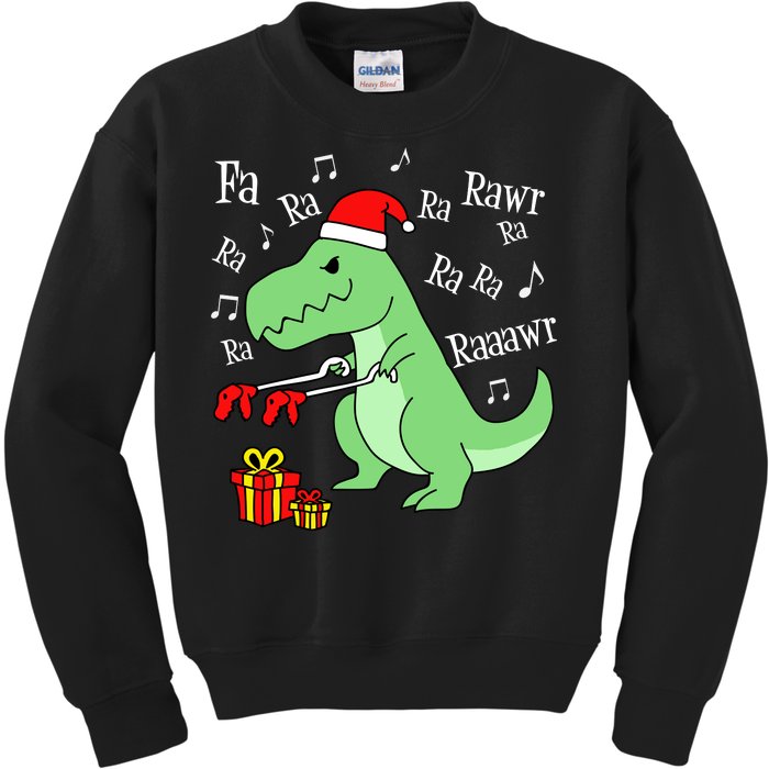 Fa Ra Ra Rawr Christmas T-Rex Presents Kids Sweatshirt