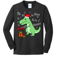 Fa Ra Ra Rawr Christmas T-Rex Presents Kids Long Sleeve Shirt