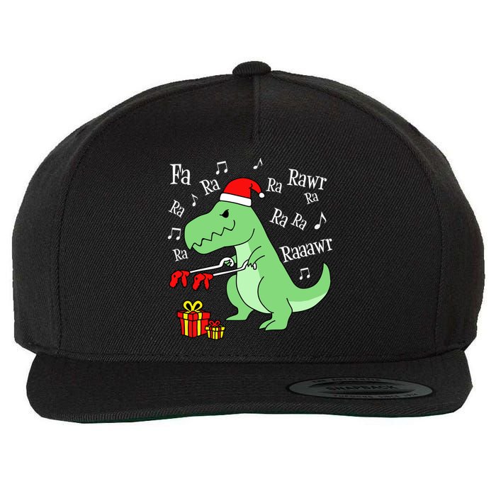 Fa Ra Ra Rawr Christmas T-Rex Presents Wool Snapback Cap