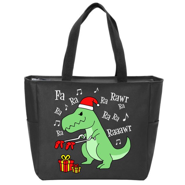 Fa Ra Ra Rawr Christmas T-Rex Presents Zip Tote Bag