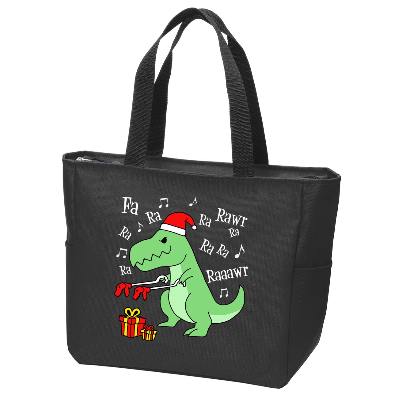 Fa Ra Ra Rawr Christmas T-Rex Presents Zip Tote Bag