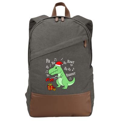 Fa Ra Ra Rawr Christmas T-Rex Presents Cotton Canvas Backpack