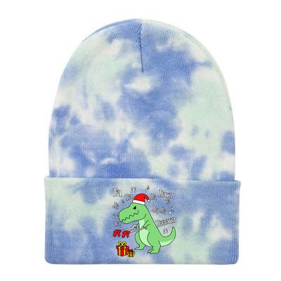 Fa Ra Ra Rawr Christmas T-Rex Presents Tie Dye 12in Knit Beanie