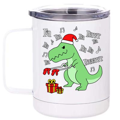 Fa Ra Ra Rawr Christmas T-Rex Presents 12 oz Stainless Steel Tumbler Cup