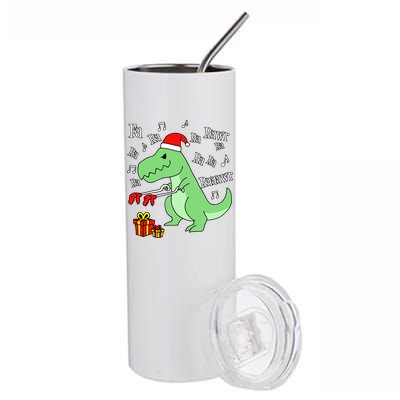 Fa Ra Ra Rawr Christmas T-Rex Presents Stainless Steel Tumbler