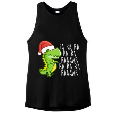 Fa Ra Ra Rawr Dinosaur Christmas Ladies PosiCharge Tri-Blend Wicking Tank