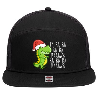 Fa Ra Ra Rawr Dinosaur Christmas 7 Panel Mesh Trucker Snapback Hat