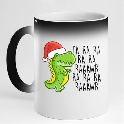 Fa Ra Ra Rawr Dinosaur Christmas 11oz Black Color Changing Mug