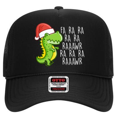 Fa Ra Ra Rawr Dinosaur Christmas High Crown Mesh Back Trucker Hat