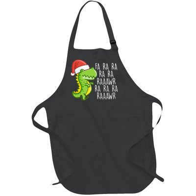 Fa Ra Ra Rawr Dinosaur Christmas Full-Length Apron With Pockets