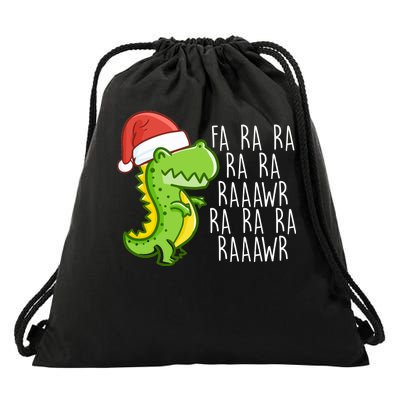 Fa Ra Ra Rawr Dinosaur Christmas Drawstring Bag