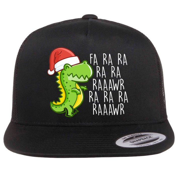 Fa Ra Ra Rawr Dinosaur Christmas Flat Bill Trucker Hat