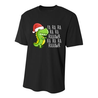 Fa Ra Ra Rawr Dinosaur Christmas Youth Performance Sprint T-Shirt