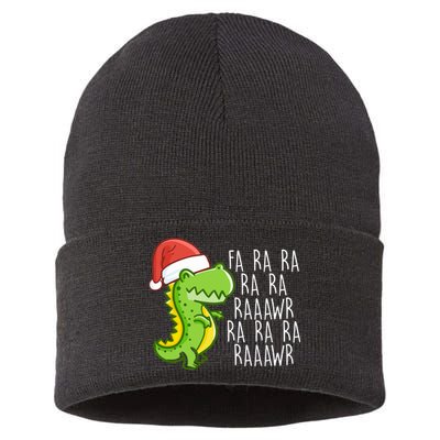 Fa Ra Ra Rawr Dinosaur Christmas Sustainable Knit Beanie