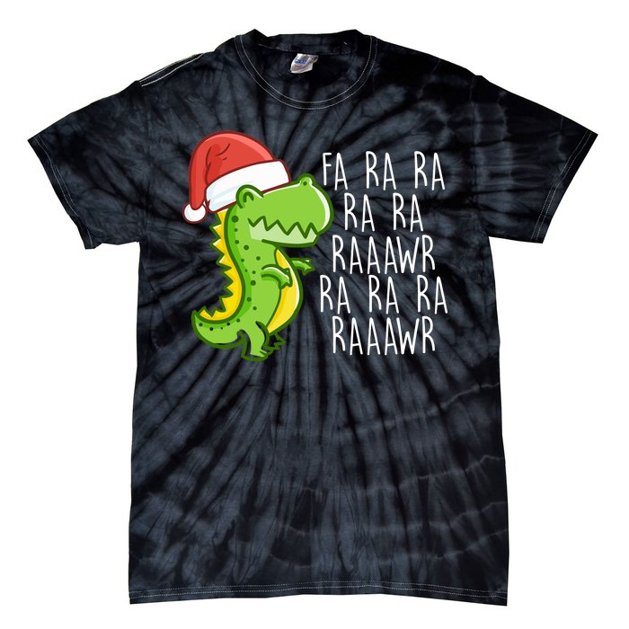 Fa Ra Ra Rawr Dinosaur Christmas Tie-Dye T-Shirt