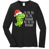 Fa Ra Ra Rawr Dinosaur Christmas Ladies Long Sleeve Shirt