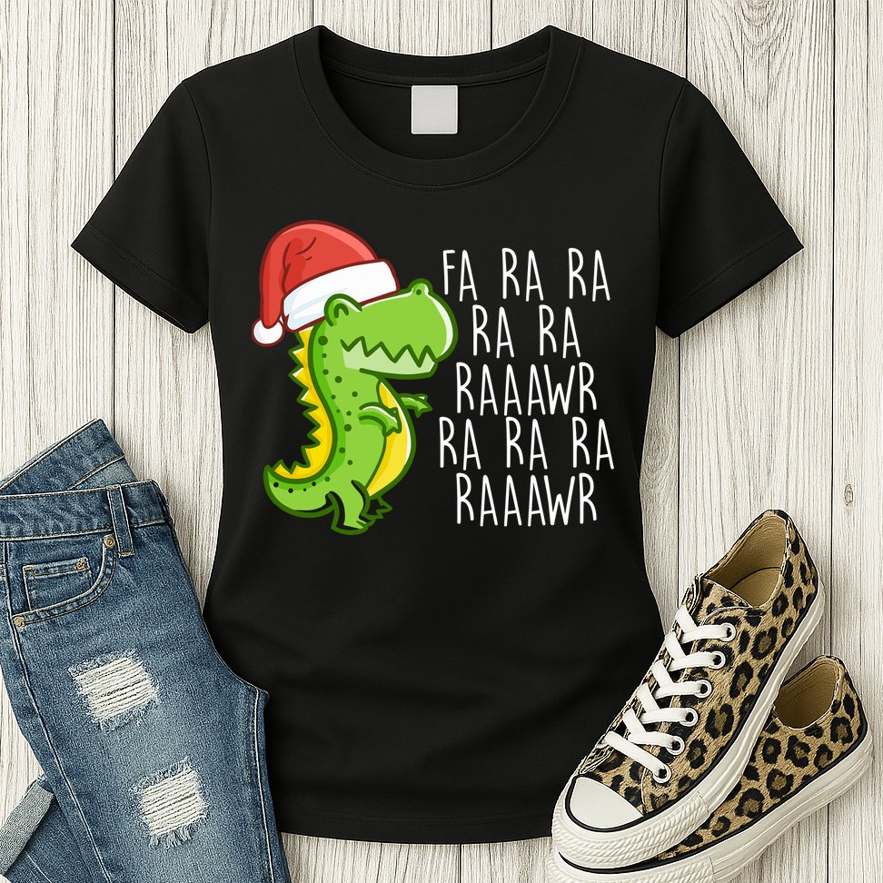 Fa Ra Ra Rawr Dinosaur Christmas Womens T-Shirt