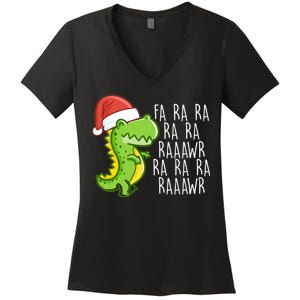 Fa Ra Ra Rawr Dinosaur Christmas Women's V-Neck T-Shirt