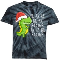 Fa Ra Ra Rawr Dinosaur Christmas Kids Tie-Dye T-Shirt