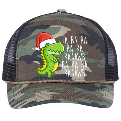 Fa Ra Ra Rawr Dinosaur Christmas Retro Rope Trucker Hat Cap