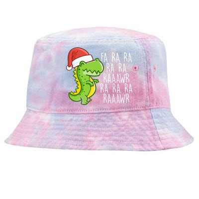 Fa Ra Ra Rawr Dinosaur Christmas Tie-Dyed Bucket Hat