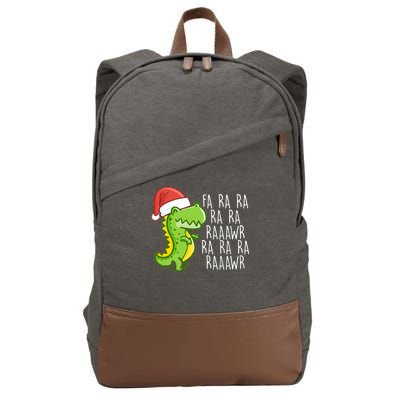 Fa Ra Ra Rawr Dinosaur Christmas Cotton Canvas Backpack