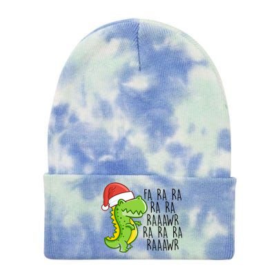 Fa Ra Ra Rawr Dinosaur Christmas Tie Dye 12in Knit Beanie