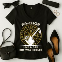 Fa-Thor Like a Dad But Way Cooler Women's V-Neck T-Shirt