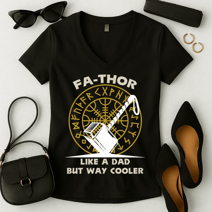 Fa-Thor Like a Dad But Way Cooler Women's V-Neck T-Shirt